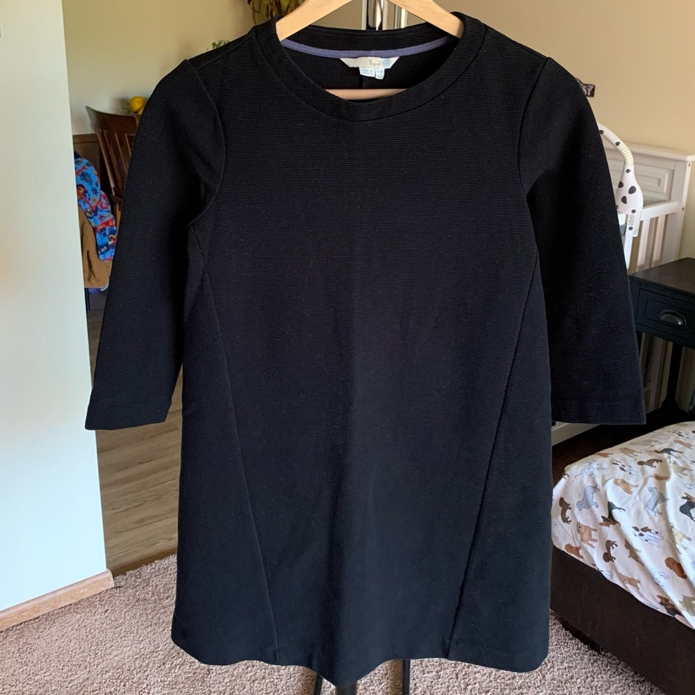 Boden Ottoman Ribbed Black A-Line Midi Dress 4 4P